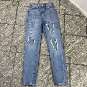 BDG jeans women’s mom high rise distress ripped knee 25 light wash casual